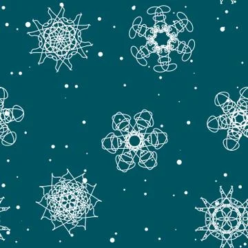 Snowflake Pattern. Seamless vector texture. Christmas and new year concept Stock Illustration
