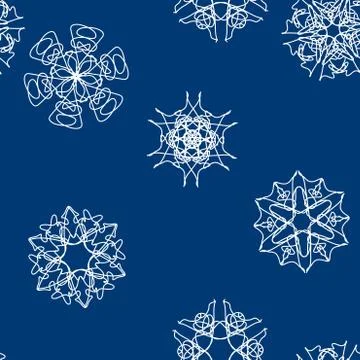 Snowflake Pattern. Seamless vector texture. Christmas and new year concept 스톡 일러스트