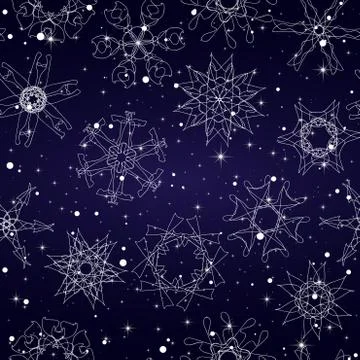 Snowflake Pattern. Seamless vector texture. Christmas and new year concept Stock Illustration