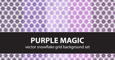 Snowflake pattern set Purple Magic. Vector seamless backgrounds Stock Illustration