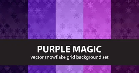 Snowflake pattern set Purple Magic. Vector seamless backgrounds Stock Illustration