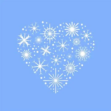 Snowflake pattern shaped like heart of love on subtle blue background stock v 스톡 일러스트