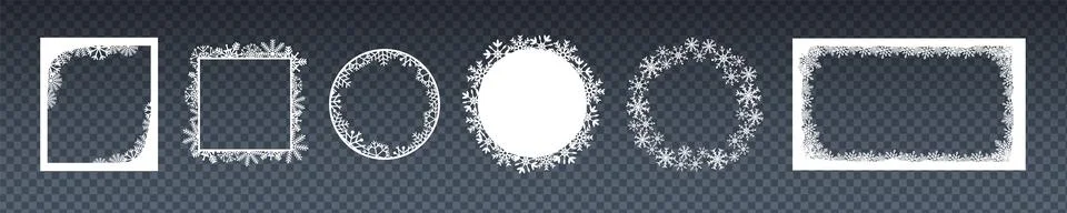 Snowflake photo frame vector design. Ice cartoon border Stock Illustration