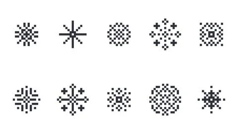 Snowflake pixel art icons set, element design for logo mobile app, winter t.. Stock Illustration