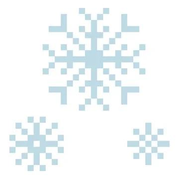 Snowflake pixel art, vector cartoon 8 bit retro video game winter symbol Stock Illustration