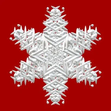 Snowflake on red background Stock Illustration
