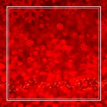 Snowflake red bokeh light with white frame Stock Photos