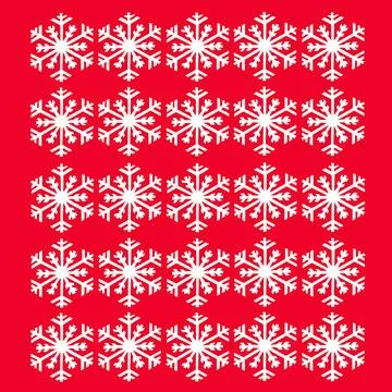 Snowflake Repeat Pattern Christmas on Red Background Stock Illustration