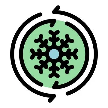Snowflake rotating inside two circular arrows symbolizing defrosting process Stock Illustration