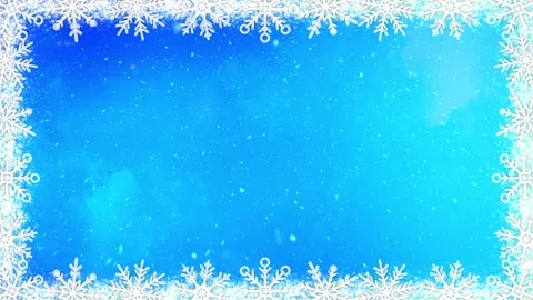 Snowflake Rotation Frame Snow on Blue 4K Loop Stock Footage 257253760