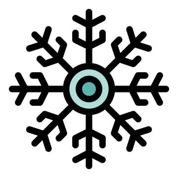 Snowflake with round center falling on ground during wintertime Stock Illustration