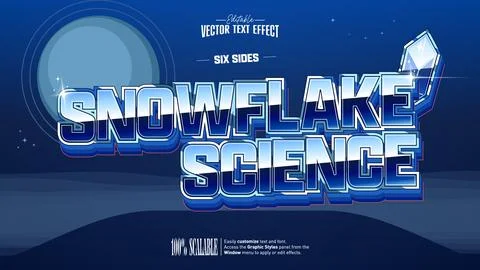Snowflake Science Winter Text Effect in Condensed Blue Ice Chrome Stock Illustration