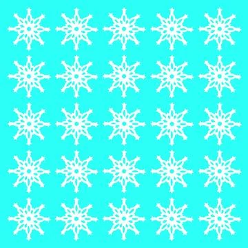 Snowflake Seamless Christmas Pattern on Turquoise Background Stock Illustration