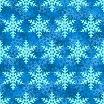 Snowflake seamless pattern. Blue Snow background. Abstract wallpaper, wrapping Stock Illustration
