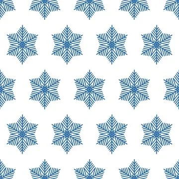 Snowflake seamless pattern, christmas background white blue endless pattern,  Illustrazione stock
