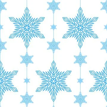 Snowflake seamless pattern christmas, geometric snowflake blue color, vector  스톡 일러스트
