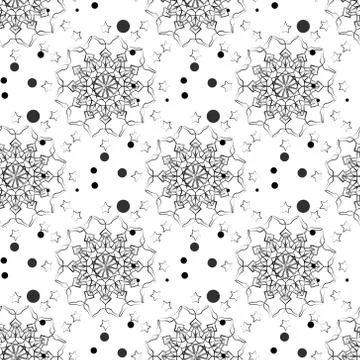 Snowflake seamless pattern with dots . Vector illustration. Illustrazione stock