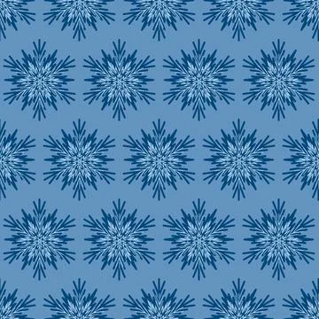 Snowflake seamless pattern, geometric snowflake simple design, vector Stock Illustration