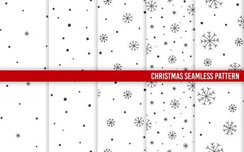 Snowflake seamless pattern new year winter set Stock Illustration