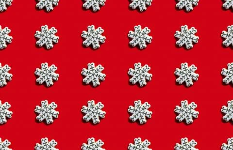 Snowflake seamless pattern red art background Stock Photos
