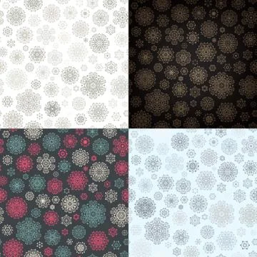 Snowflake seamless pattern set. EPS 10 vector Stock Illustration