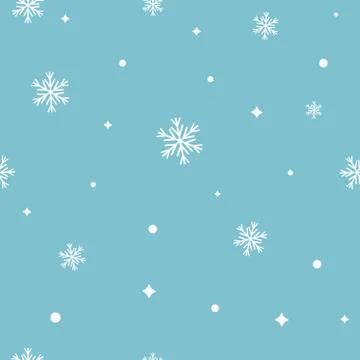 Snowflake seamless pattern. Snow on blue background Illustration