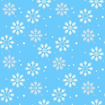 Snowflake seamless pattern. Snow on blue background. Abstract wallpaper, wrap Stock Illustration