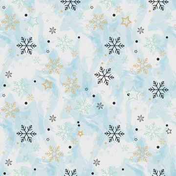Snowflake seamless pattern. Snow on blue background. Abstract wallpaper, wr.. Stock Illustration