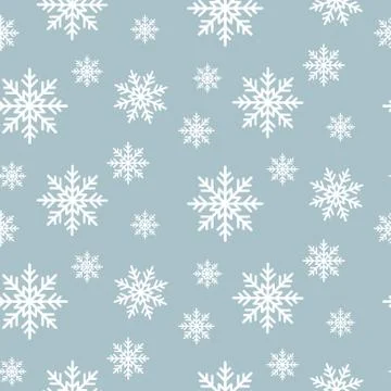 Snowflake seamless pattern. Snow flakes on blue winter background. Abstract Stock Illustration