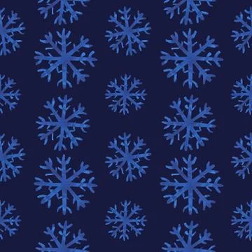 Snowflake seamless pattern. Snowflake watercolor repeated background in Stock Illustration