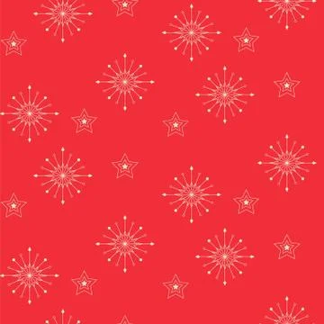 Snowflake seamless pattern. Vector red new year background. Illustrazione stock