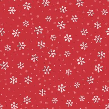 Snowflake seamless pattern with white and pink snowflakes of different sizes on Stock Illustration