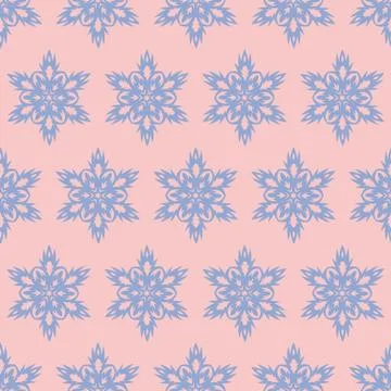Snowflake seamless.pattern. Christmas background. Rose quarts and serenity co Stock Illustration