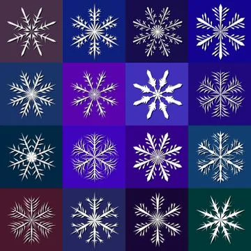 Snowflake set 16 01 eps 库存插图