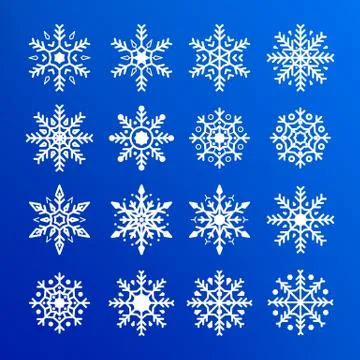 Snowflake set. Abstract collection of white snowflakes. New Year and Christma Stock Illustration