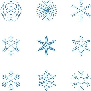Snowflake set background. Isolated snowflake vector icon logo snow Xmas Stock Illustration