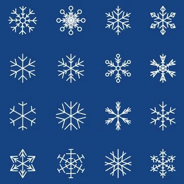 Snowflake set background. Isolated snowflake vector icon logo snow Xmas Stock Illustration
