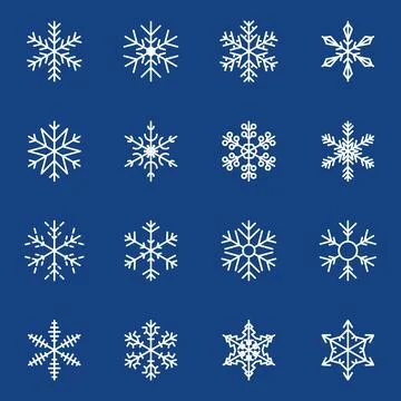 Snowflake set background. Isolated snowflake vector icon logo snow Xmas 스톡 일러스트