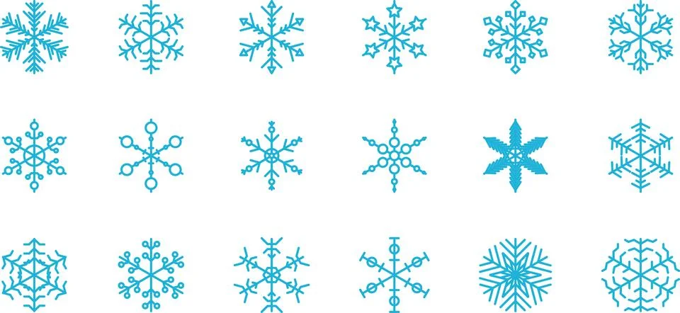 Snowflake set background. Isolated snowflake vector icon logo snow Xmas Stock Illustration