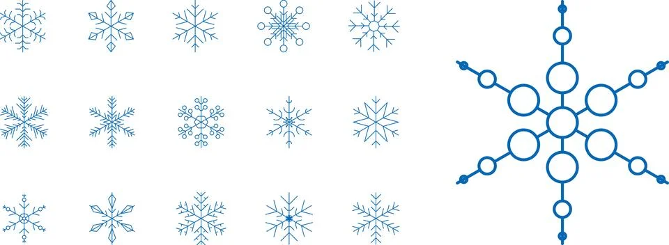 Snowflake set background. Isolated snowflake vector icon logo snow Xmas Illustrazione stock