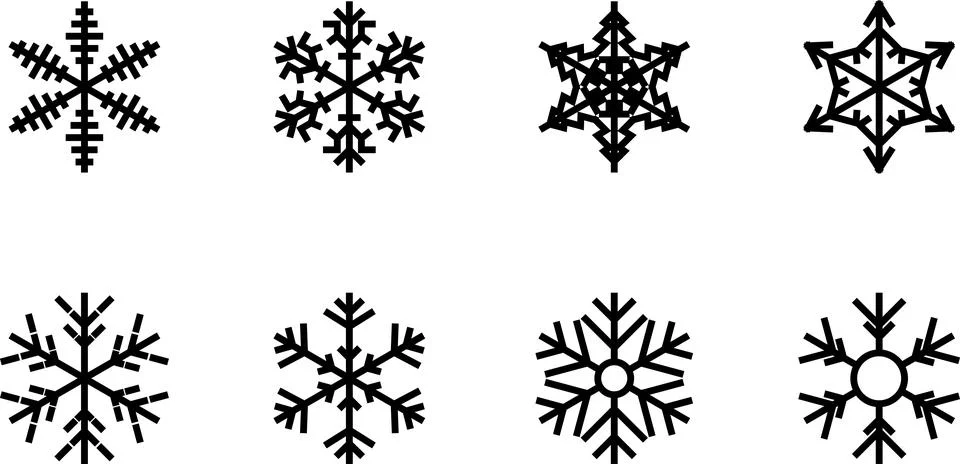 Snowflake set background. Isolated snowflake vector icon logo snow Xmas イラスト素材