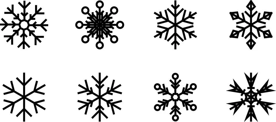 Snowflake set background. Isolated snowflake vector icon logo snow Xmas Illustrazione stock