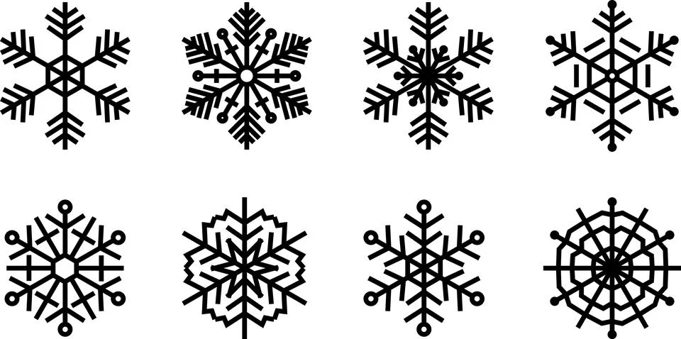 Snowflake set background. Isolated snowflake vector icon logo snow Xmas イラスト素材