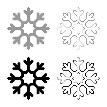 Snowflake set icon grey black color vector illustration image solid fill ou.. 스톡 일러스트