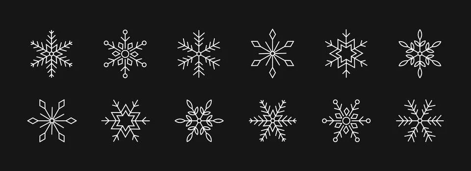 Snowflake set on isolated background. Isolated snowflake collection. 스톡 일러스트