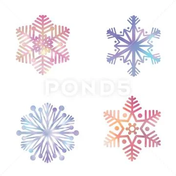 Snowflake set. Snow icons. Winter holiday sign. Christmas symbols Stock Illustration
