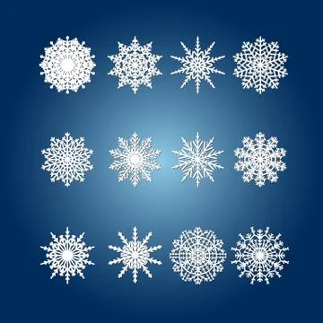 Snowflake set for winter design Stock Illustration