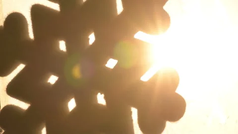 Snowflake shape figure frozen on window in winter Stock Footage 147035977
