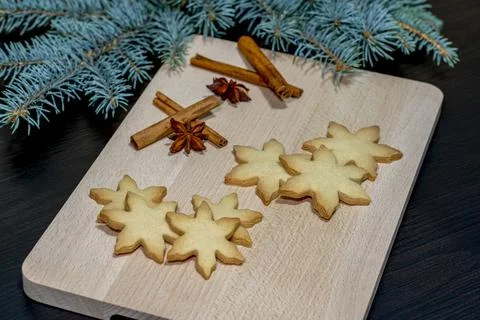 Snowflake shaped biscuits Stock Photos
