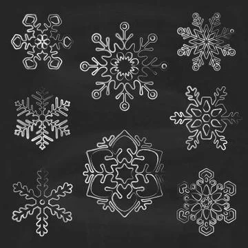 Snowflake silhouettes on chalkboard  background Stock Illustration